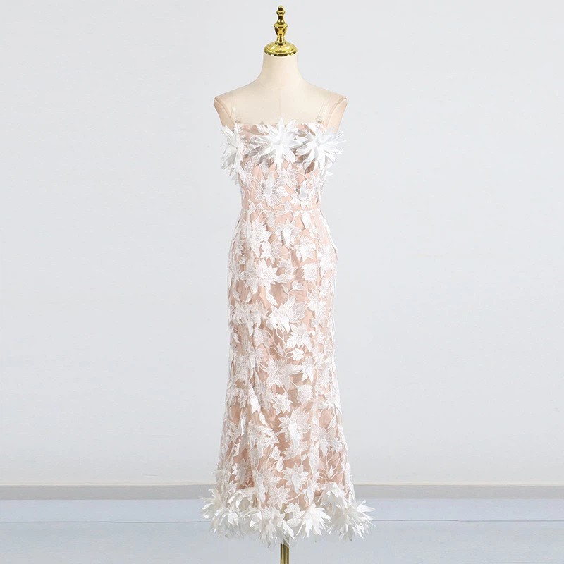 Three-dimensional Floral Embroidered Dress