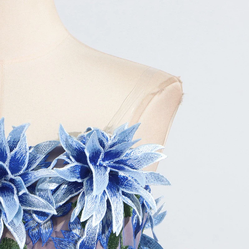 Three-dimensional Floral Embroidered Dress